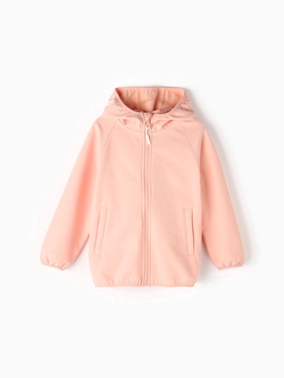 Ветровка для девочки на флисе MINAKU: Softshell, непромокаемая, персиковая, рост 92 см