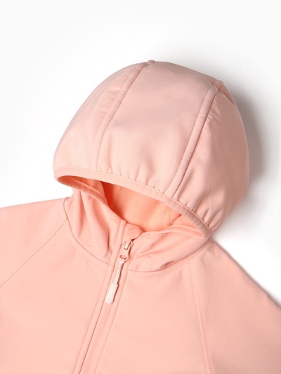 Ветровка для девочки на флисе MINAKU: Softshell, непромокаемая, персиковая, рост 92 см
