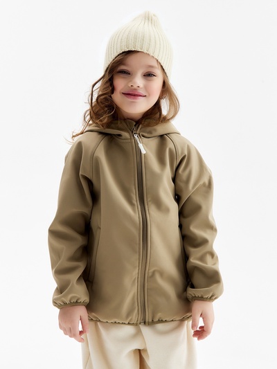 Ветровка для девочки на флисе MINAKU: Softshell, непромокаемая, зелёная, рост 92 см