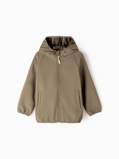 Ветровка для девочки на флисе MINAKU: Softshell, непромокаемая, зелёная, рост 92 см
