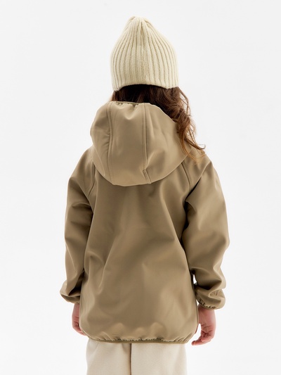 Ветровка для девочки на флисе MINAKU: Softshell, непромокаемая, зелёная, рост 104 см