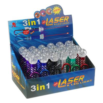 Фонарик-лазер брелок для ключей на карабине «Шар», МИКС