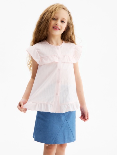 Блузка для девочки, MINAKU, розовая, рост 134 см
