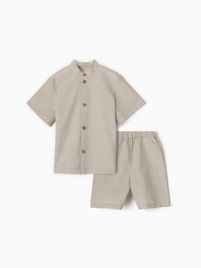 Костюм для мальчика (рубашка и шорты) MINAKU, цвет молочный, рост 122 см