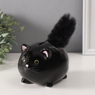 Копилка для денег «Чёрный котёнок с пушистым хвостом», керамика, 11×9×15 см - Фото 3