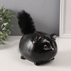 Копилка для денег «Чёрный котёнок с пушистым хвостом», керамика, 11×9×15 см - Фото 4