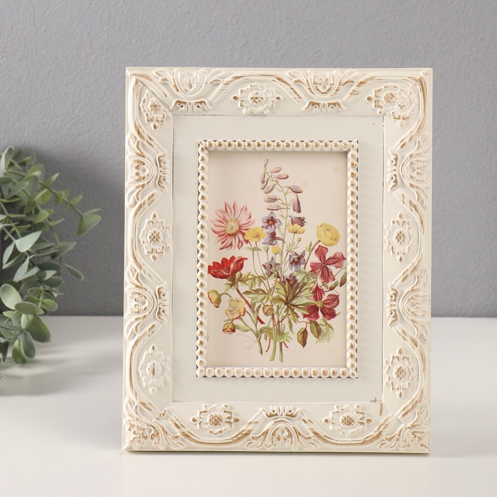 Фоторамка для фото 10×15 см «Узоры и цветы», МДФ, 2.1×20×25 см