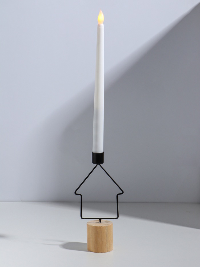 Подсвечник на 1 свечу «Домик», d=2 см, металл, дерево, 9×5×17.5 см - Фото 1