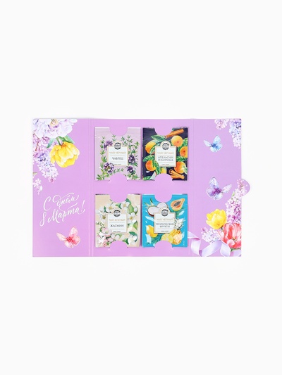 Чай подарочный в открытке «8 Марта», 4 пакетика