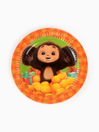 Посуда одноразовая бумажная для праздника, на 10 персон, стакан, тарелка, скатерть, Чебурашка - Фото 6