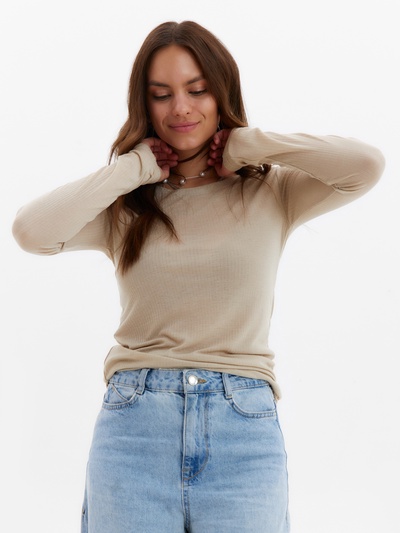 Лонгслив женский KAFTAN: Basic line, бежевый, размер 48-50