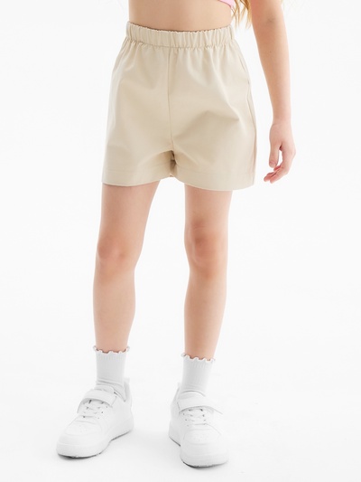 Шорты для девочки MINAKU: Jeans collection, бежевые, рост 122 см