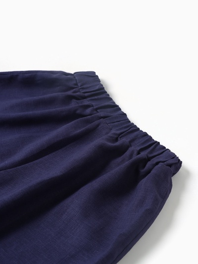 Шорты женские на резинке льняные MINAKU: Safari, тёмно-синие, размер 42