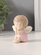 Сувенир керамика "Мылышка-ангел в розовом" 4,8х7х7 см (комплект 6 шт) - фото 32609035
