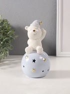 Фигурка светящаяся «Медвежонок в голубом колпаке на шаре со звёздами», керамика, 8×8×15 см - Фото 1