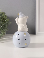 Фигурка светящаяся «Медвежонок в голубом колпаке на шаре со звёздами», керамика, 8×8×15 см - Фото 4