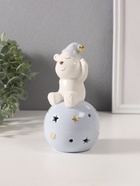 Фигурка светящаяся «Медвежонок в голубом колпаке на шаре со звёздами», керамика, 8×8×15 см - Фото 5