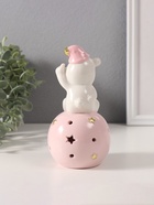 Фигурка светящаяся «Медвежонок в розовом колпаке на шаре со звёздами», керамика, 8×8×15 см - Фото 4