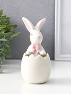 Фигурка керамика «Белый кролик с бантиком в скорлупе», 5×7.5×13.5 см - Фото 1