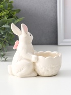 Фигурка с подставкой для мелочей «Белый кролик с цветочком», керамика, 5.6×10.5×10 см - фото 32609068