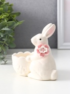 Фигурка с подставкой для мелочей «Белый кролик с цветочком», керамика, 5.6×10.5×10 см - Фото 4