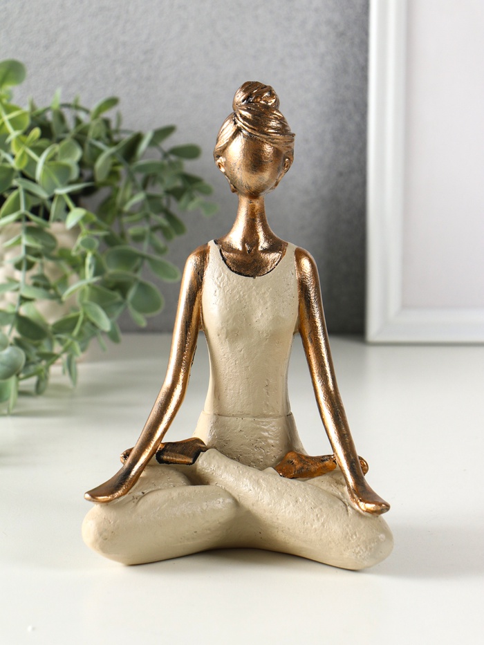 Фигура полистоун «Девушка на йоге - дыхание», под бронзу, 8×13×19 см - Фото 1