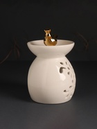 Аромалампа для эфирных масел «Птичка в короне», керамика, белый перламутр, 9×9×13 см - Фото 3