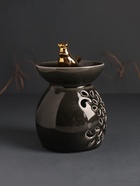 Аромалампа для эфирных масел «Птичка в короне в чаше», керамика, чёрный перламутр, 9×9×13 см - Фото 2