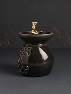 Аромалампа для эфирных масел «Птичка в короне в чаше», керамика, чёрный перламутр, 9×9×13 см - Фото 3