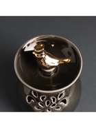 Аромалампа для эфирных масел «Птичка в короне в чаше», керамика, чёрный перламутр, 9×9×13 см - Фото 5