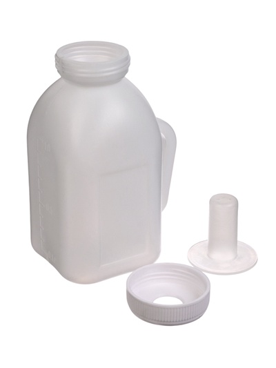 Бутылка для выпойки телят, 1 л, с ручкой, пластик, белая