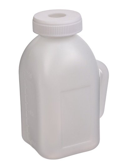 Бутылка для выпойки телят, 1 л, с ручкой, пластик, белая