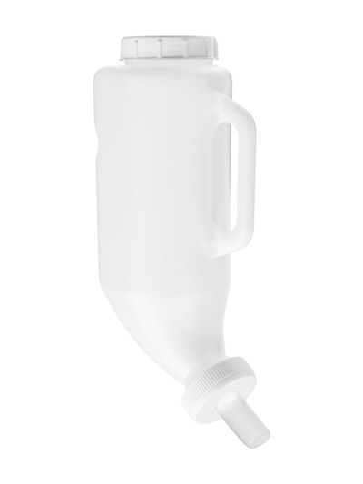Бутылка для выпойки телят, 2 л, с ручкой, с крышкой, пластик, белая