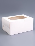 Коробка для 2 капкейка и торт, белая, 25.4×18×12.7 см - Фото 2