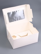 Коробка для 2 капкейка и торт, белая, 25.4×18×12.7 см - Фото 4