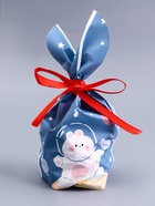 Пакет полиэтиленовый подарочный с ушками «Мишка на луне», 13×23 см - Фото 1