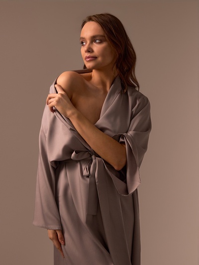 Халат женский SL HOME, размер S, модал, серо-бежевый