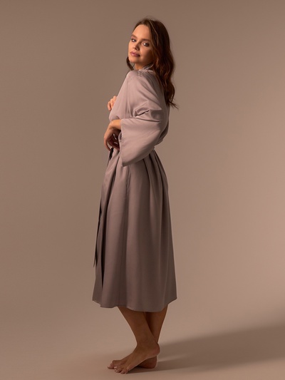 Халат женский SL HOME, размер S, модал, серо-бежевый