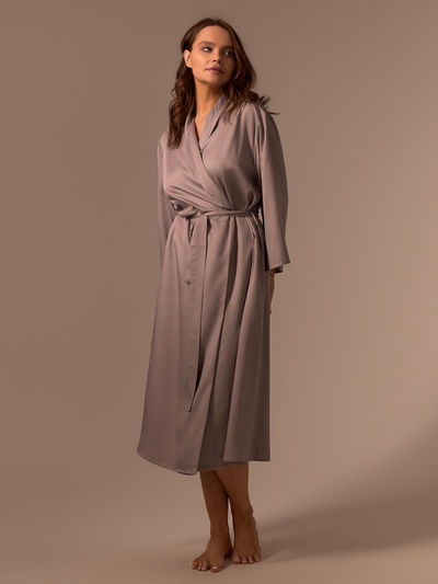 Халат домашний женский SL Modal Home, размер L, серо-бежевый