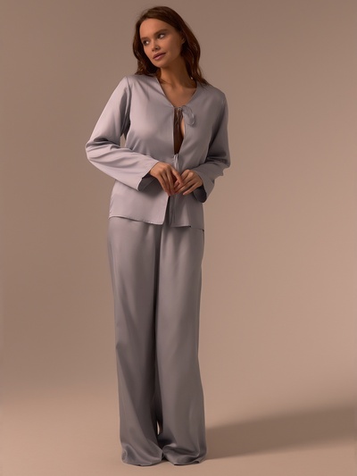 Пижама женская (рубашка, брюки) SL HOME Modal Home, размер S, серая