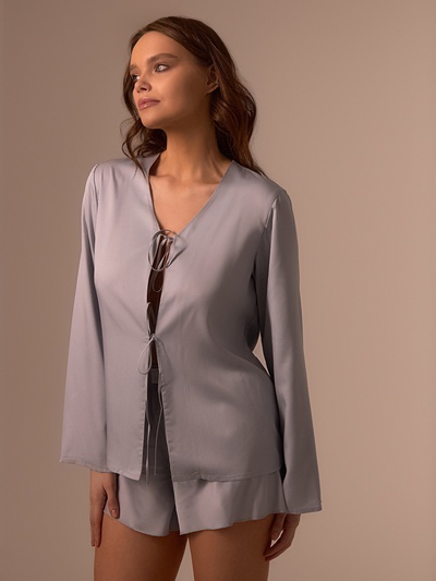 Пижама женская (рубашка, шорты) SL HOME Modal Home, размер 52-54, серая