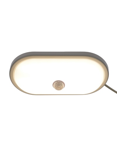 Светильник светодиодный герметичный, с датчиком движения, 15 Вт, IP54, 4000K, 220 В, овал