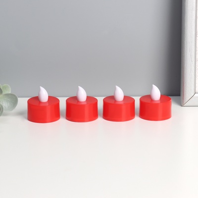 Светодиодные свечи, ночники LED RISALUX «Сделаем светлее» набор 4 шт., красные, RGB, 3.5×3.5×4 см