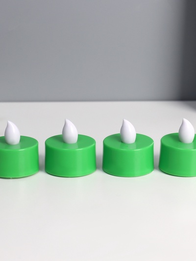 Светодиодные свечи, ночники LED RISALUX «Граффити» набор 4 шт., зелёные, RGB, 3.5×3.5×4 см
