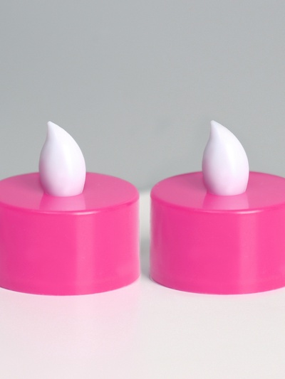 Светодиодные свечи, ночники LED RISALUX «Семейный очаг» набор 2 шт., розовые, RGB 3.5×3.5×4 см