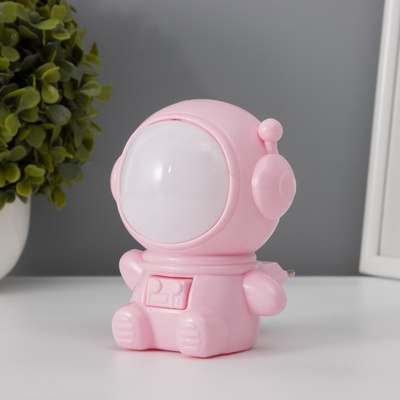 Ночник «Приветливый космонавт» 1 Вт LED 4000-6000К Розовый 10×9×11.5 см