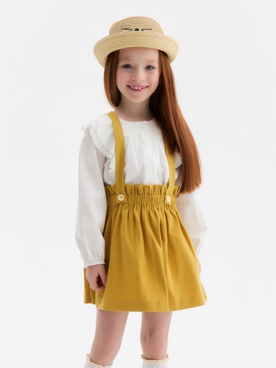 Юбка для девочки на лямках, MINAKU, оранжевая, рост 110 см