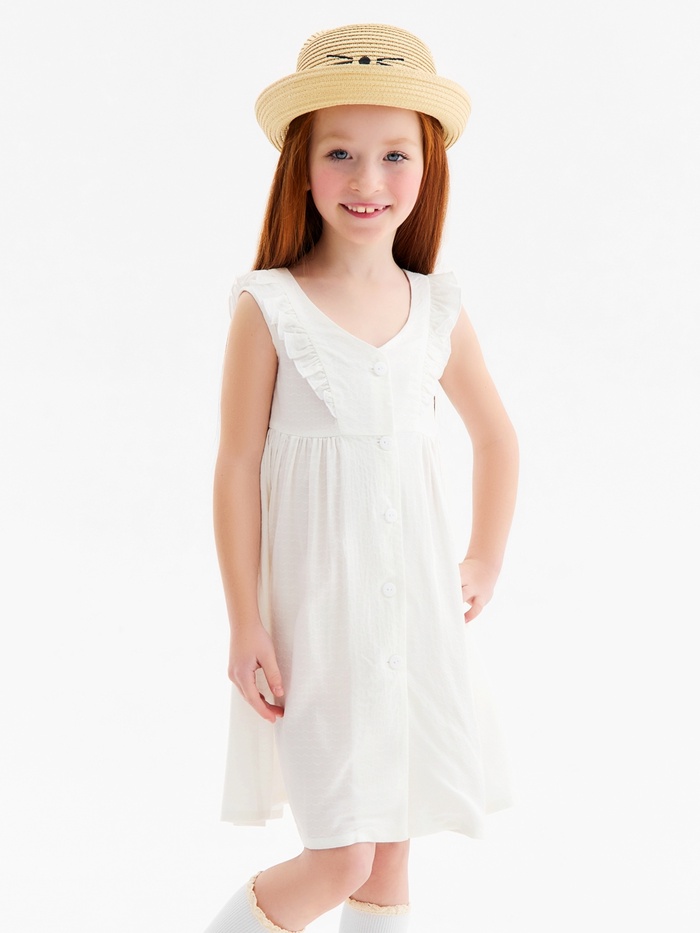 Платье для девочки, MINAKU: Cotton collection, белое, рост 104 см