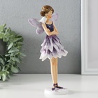 Фигурка полистоун «Девочка-бабочка в сиреневом платье, с птичкой на плече», 9.5×9×21 см - Фото 2