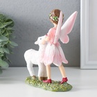 Фигурка полистоун «Девочка-бабочка с барашком на полянке», розовые крылья, 13.5×5.5×15.5 см - Фото 3